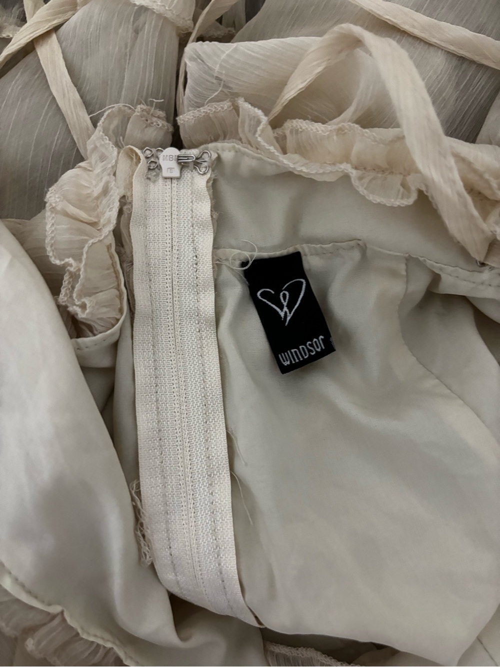 Sheer Ruffled Spaghetti Strap Dress - Beige - Picture 4 of 4